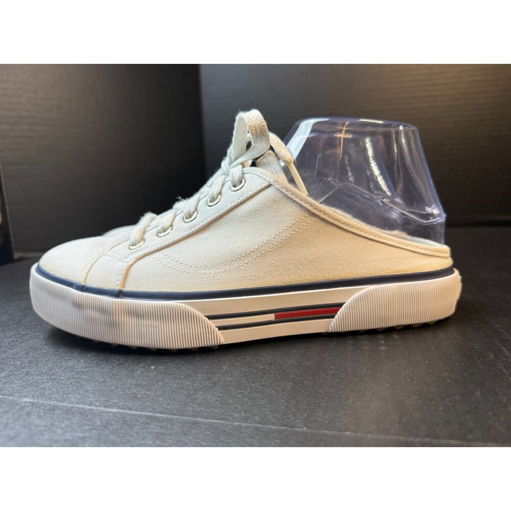 Tommy Hilfiger Sneaker White Mules Clogs Womens 8M Preppy Classic Logo Y2K *READ